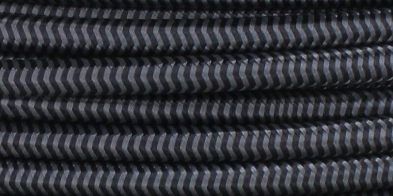 18/2 SVT-B BLACK/GRAY ZIG-ZAG PATTERN NYLON FABRIC CLOTH COVERED PENDANT AND TABLE LAMP WIRE