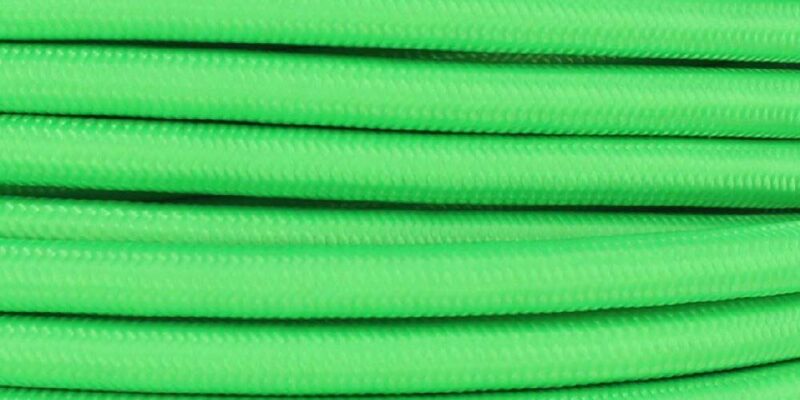 18/3 SJT-B NEON GREEN NYLON FABRIC CLOTH COVERED LAMP AND LIGHTING WIRE